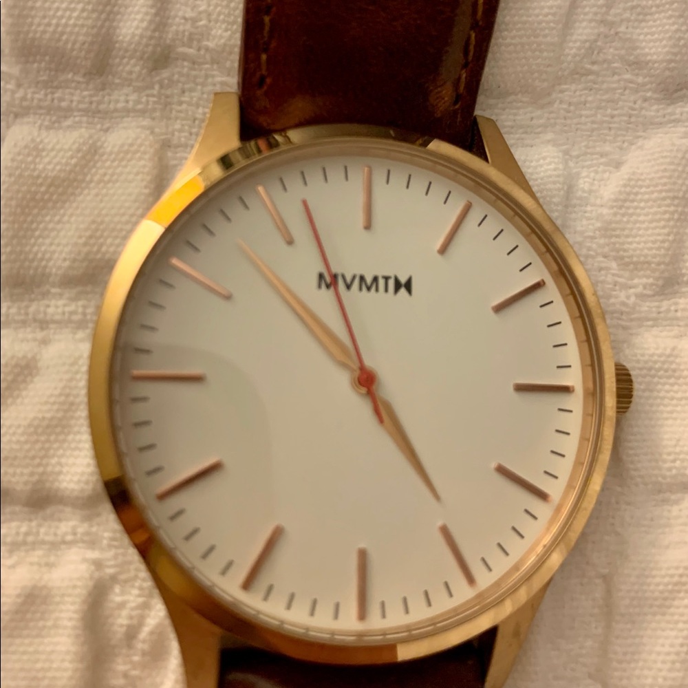 MVMT Men’s Leather and Gold Watch